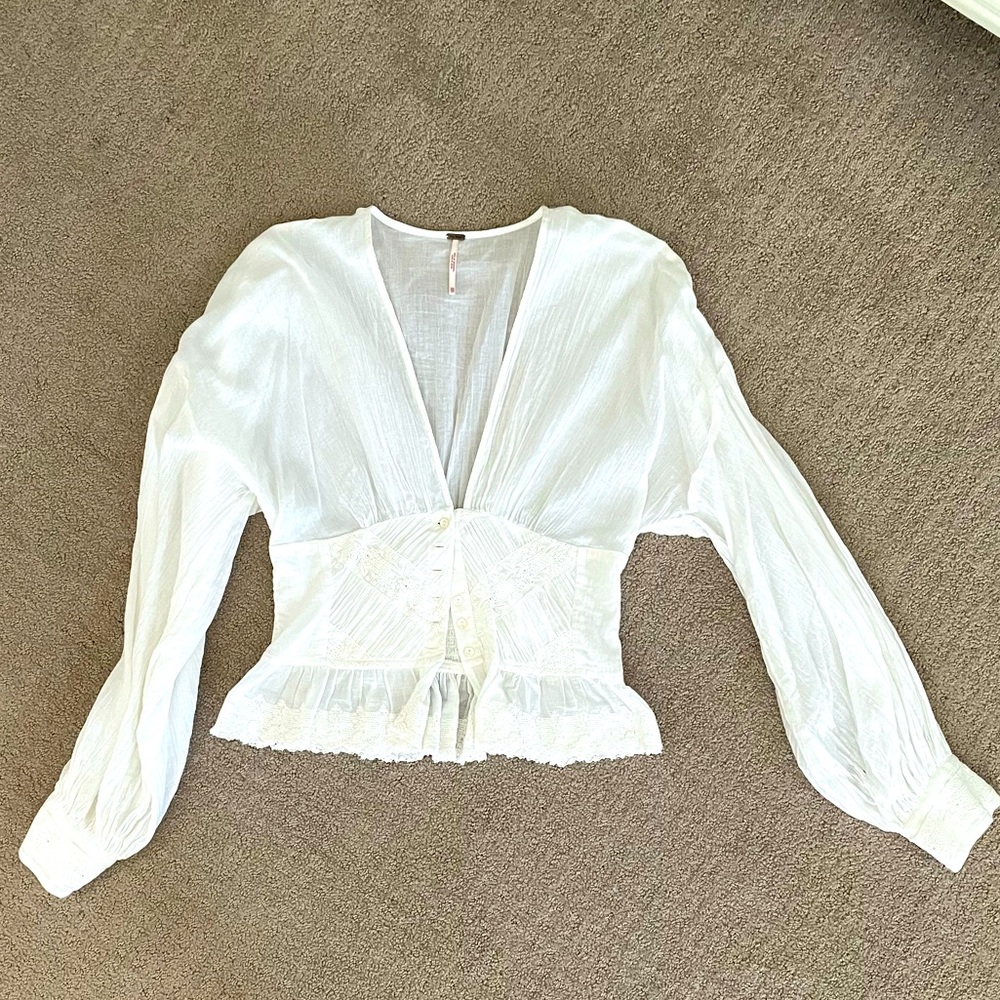 Free people white crop top shirt